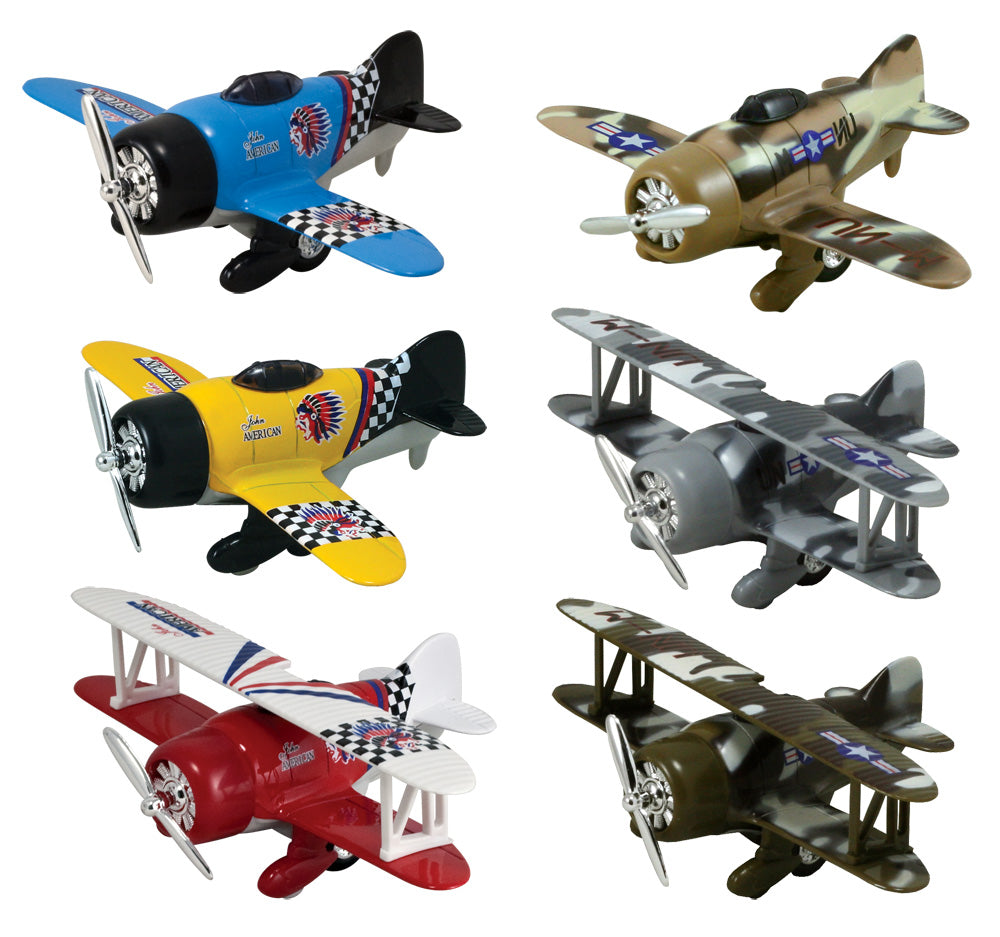 Classic Wing Toy Airplane Pullbacks Set of 6 MightyToy