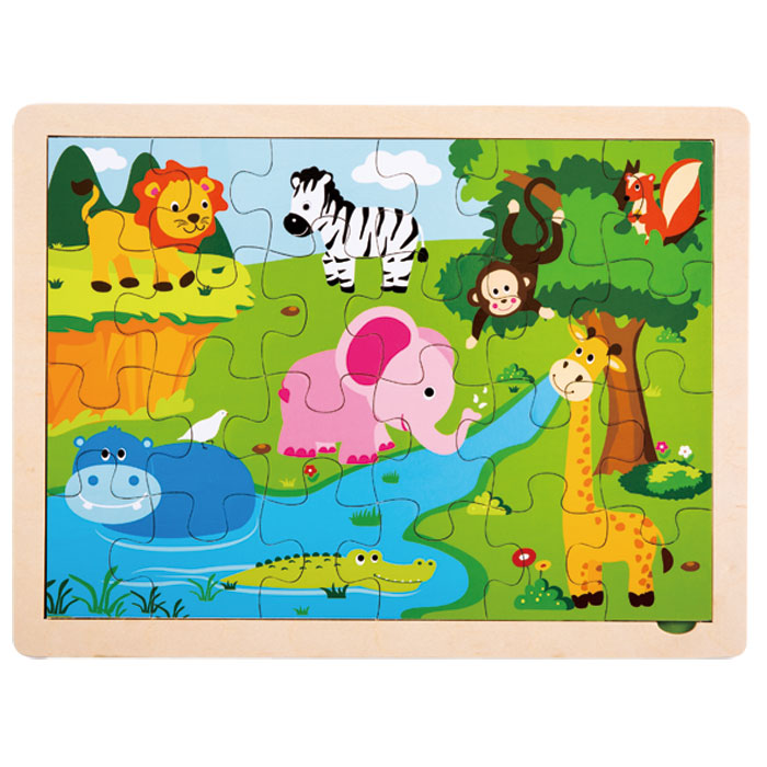 Wooden Safari Animals Jigsaw Puzzle for Toddlers | Wooden Toys – MightyToy